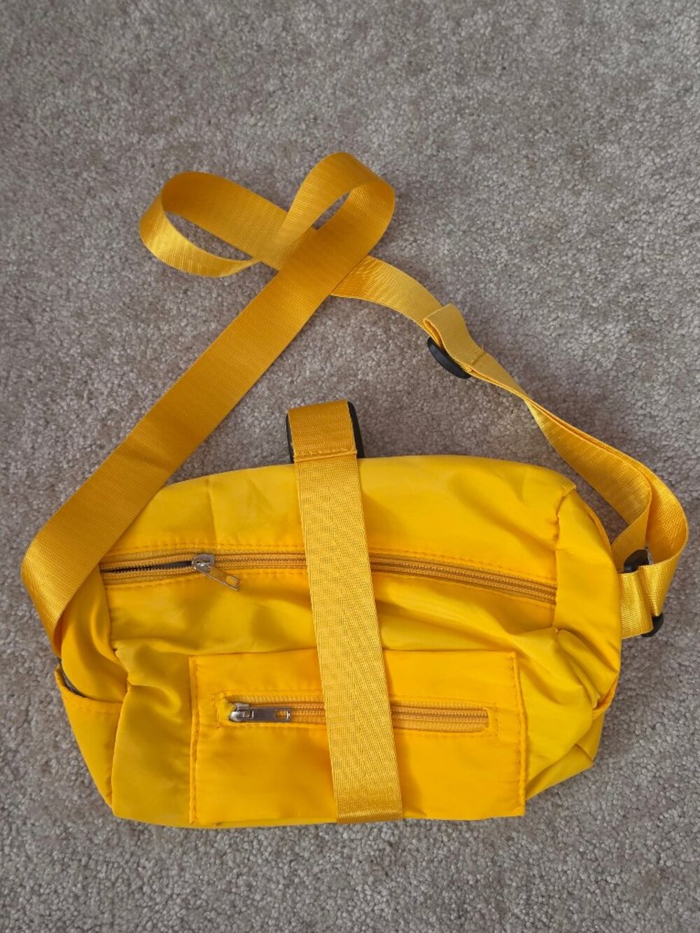 Sunshine Yellow Nylon Crossbody Belt Bag Hybrid Festival Travel Bag - Picture 2 of 5